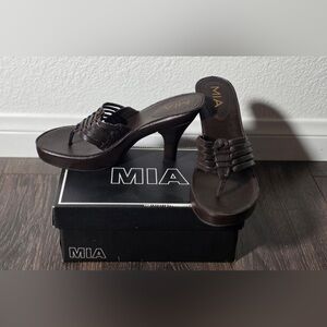 MIA Dark Brown Strappy Heels